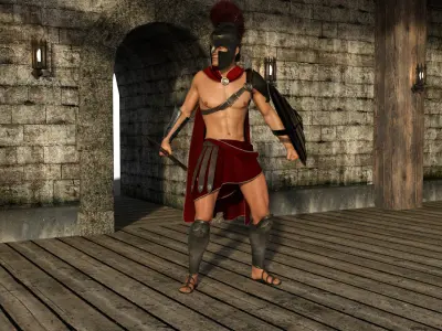 Spartan Warrior Rigged Low-poly 3D model
