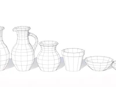 Clay Containers Low-Poly 3d models Low-poly 3D model