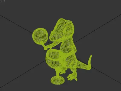 Lizard Holding Cocktail Low-poly 3D model