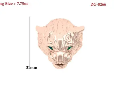 Tiger Head Ring Men 3D print model