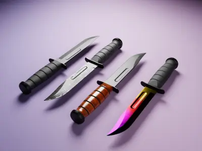 Combat Knife KA-BAR Collection Low-poly 3D model