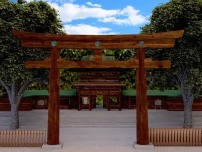 Meiji Shrine Scene 3D model