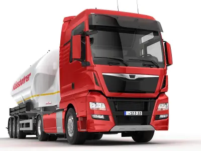 Truck with Silo Trailer 3D model