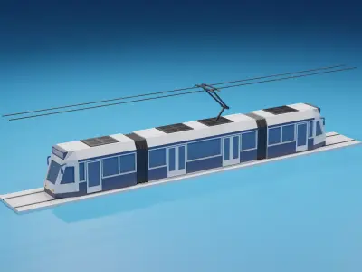 lowpoly Cartoon Tram Low-poly 3D model