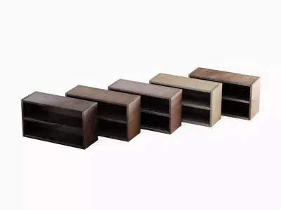 Simple Wooden Bookshelf Set Low-poly 3D model