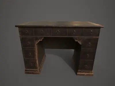 Damaged table Rustic and old  Low-poly 3D model