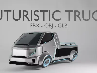 Futuristic Truck 3D Model - Electric Vehicle - FBX OBJ GLB 3D model