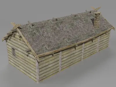 Medieval house Low-poly 3D model 9