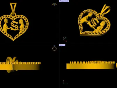 Heart Shape Couple Pendant - 0113 3D print model