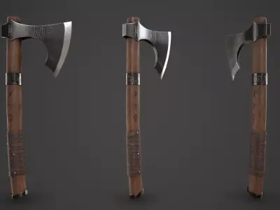 Viking Axe Low-poly 3D model 25