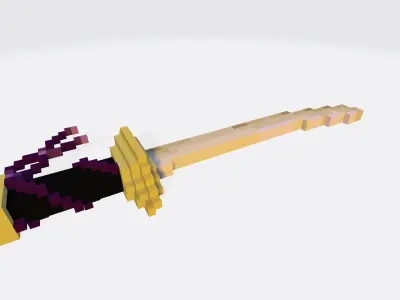 Voxel Purple Sword Low-poly 3D model