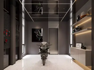 Motorcycle Garage Interior 3D model