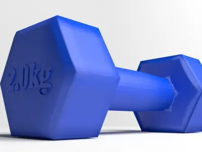Fixed-weight dumbbell 2 kg 3D model