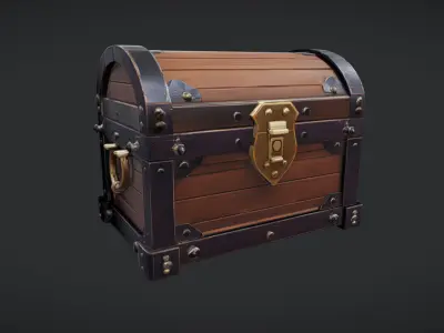 antique wooden treasure chest 3D model purchase
