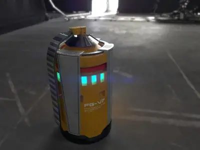 Futuristic Frag Grenade low poly model with Textures Low-poly 3D model