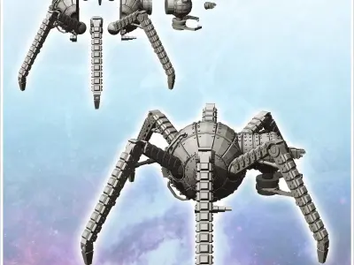 Futuristic six-legged airborne robot with cannon 28 - Future Sci 3D print model