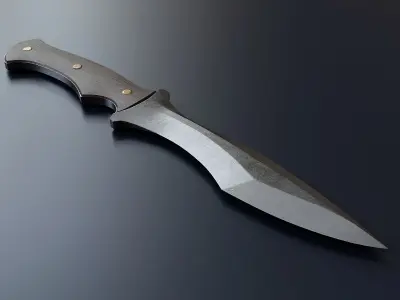 Hunting knife with wooden grips 4 Low-poly 3D model