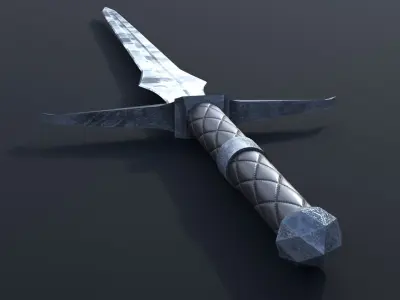 LowPoly Medieval TwoHanded Sword GameReady Weapon Low-poly 3D model
