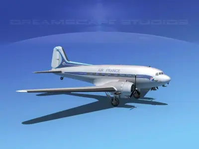 Douglas DC-3 Air France 3D model