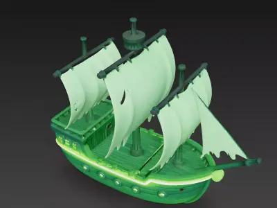 Stylized Ghost Pirate Ship 3D Model 3D Model Low-poly 3D model