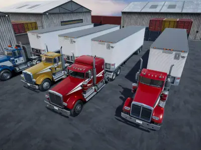 SemiTruck dryvan trailer unity asset Low-poly 3D model