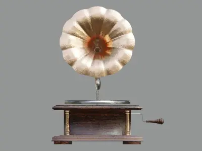Antique Phonograph Gramophone  Low-poly 3D model
