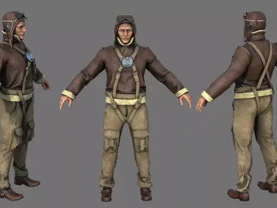 WORLD WAR II PILOT Low-poly 3D model