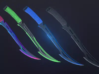 Machete knife Low-poly 3D model