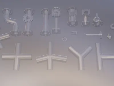 pipes and some tools 3D model