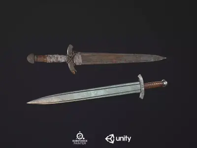 Short Sword PBR Low-poly 3D model