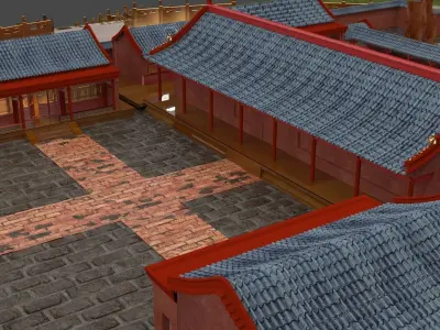 Chinese courtyard house 3D model 3