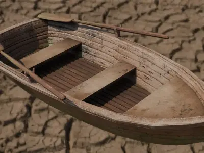 Wooden Boat Low-poly  Low-poly 3D model