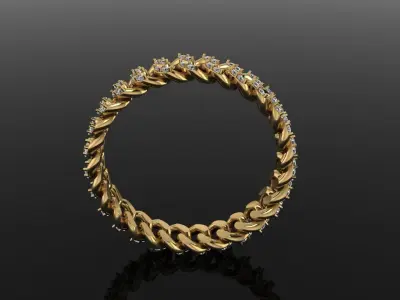 Cuban Link Diamond Band Ring SIZE 8 3D print model