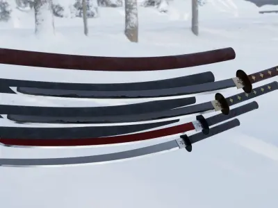 Katana samurai swords for sims Low-poly 3D model