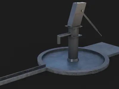 Vintage Water Hand Pump Low-poly 3D model - GameReady Low-poly 3D model