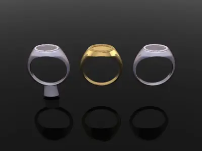 DAINTY SIDE OVAL SIGNET RING ROPE TWIST MIX SIZE 3D print model