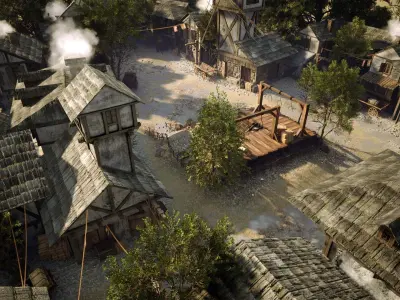 Game ready Medieval Village Low-poly 3D model