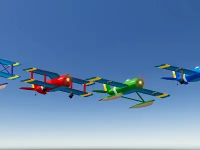 Modular Low poly airplanes pack Low-poly 3D model