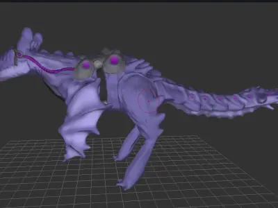 Plasma Dragon With Saddle Low-poly 3D model