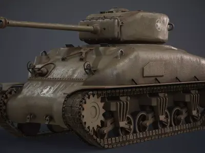 WWII M4 Sherman IIA  Low-poly 3D model