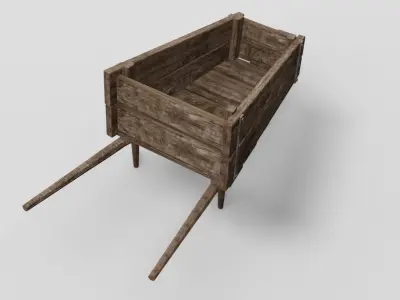 Wooden barrow Free low-poly 3D model