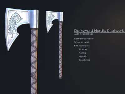 Darksword Nordic Knotwork Axe Low-poly 3D model