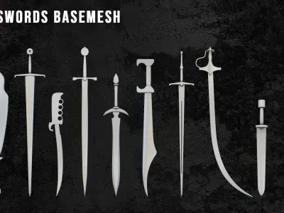100 Medieval Sword Basemesh  -Clean Uv And Topology  Low-poly 3D model