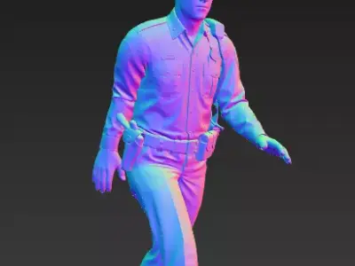Policeman Officer  3D model Game ready rigged with animation 3D model