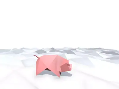 Origami Pig Low-poly 3D model