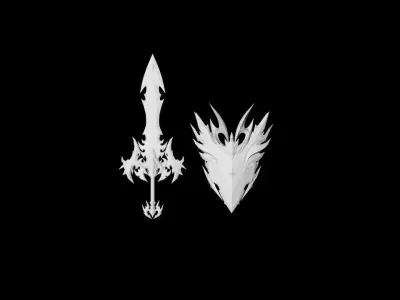 Succubus - Sword and Shield Low-poly 3D model