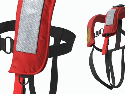  Inflatable Life Jacket with Reflective Panel Red 