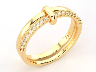 Double Rings With Gems 3D model