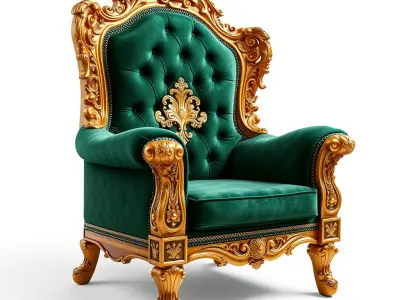 Luxurious Baroque Throne Chair D Model Pack Low-poly 3D model