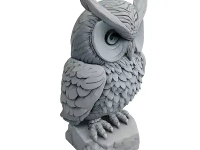 Stylized Owl Sculpture 3D Model Low-poly 3D model